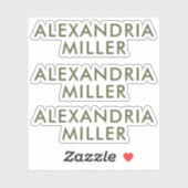 Personalisierte Olive Green Monogram Laptop-Aufkle Aufkleber (Blatt)