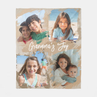 Personalisierte Oma 4 Foto Enkelkinder Geschenk Fleecedecke