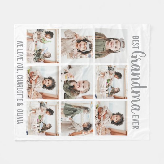 Personalisierte Oma 9 FotoCollage Fleecedecke (Vorderseite (Horizontal))