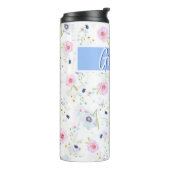 Personalisierte Oma Beautiful Floral Pink Blau Thermosbecher (Nach links gedreht)