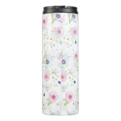 Personalisierte Oma Beautiful Floral Pink Blau Thermosbecher (Rückseite)