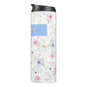 Personalisierte Oma Beautiful Floral Pink Blau Thermosbecher (Nach rechts gedreht)