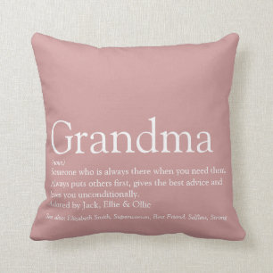 Personalisierte Oma-Definition Dusty Rose Pink Kissen