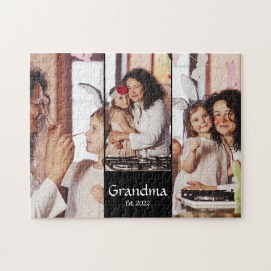 Personalisierte Oma Established 3-Foto-Collage Puzzle (Horizontal)