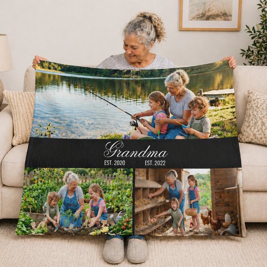 Personalisierte Oma-Fotocollage-Decke Fleecedecke