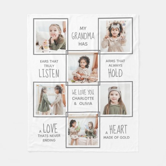 Personalisierte Oma FotoCollage Großmutter Fleecedecke (Vorderseite)