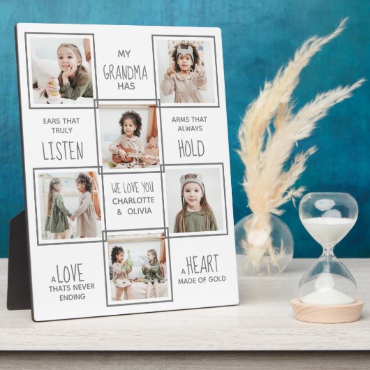 Personalisierte Oma FotoCollage Großmutter Fotoplatte (Seite)