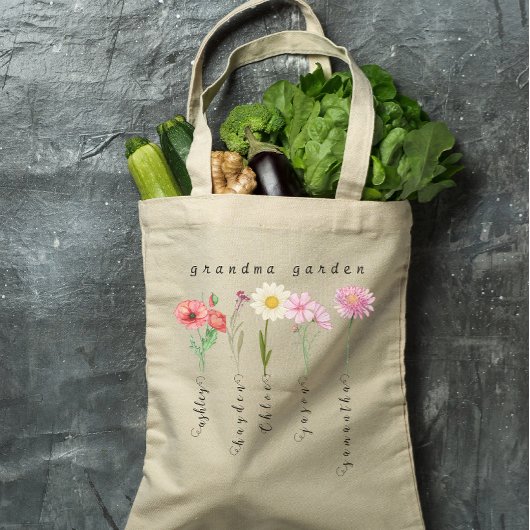Personalisierte Oma-Garten-Geburtsblumen  Tragetasche