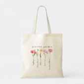 Personalisierte Oma-Garten-Geburtsblumen  Tragetasche (Rückseite)