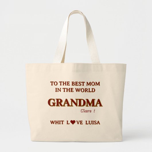 Personalisierte Oma Mama Mommy Script Jumbo Stoffbeutel (Vorne)