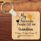 Personalisierte Oma mit den Namen der Enkel Schlüsselanhänger (Vorderseite)