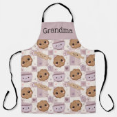 Personalisierte Oma-Schürze Kawaii Cookie Gingham  Schürze (Vorderseite)