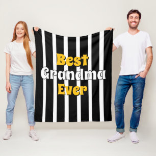 Personalisierte Oma Schwarz-Weiß-Streifen Fleecedecke