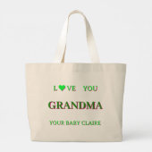 Personalisierte Oma Script Large Tote Bag GREEN Jumbo Stoffbeutel (Rückseite)
