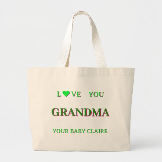 Personalisierte Oma Script Large Tote Bag GREEN Jumbo Stoffbeutel (Vorne)