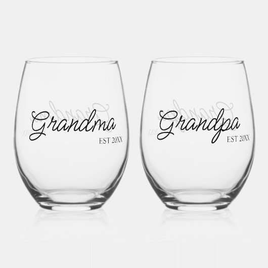Personalisierte Oma und Opa Weinglas Ohne Stiel (Vorderseite)