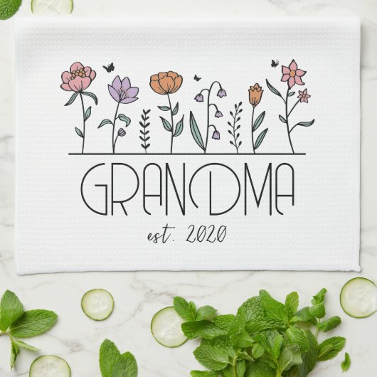 Personalisierte Oma-Wildblumen Geschirrtuch (Gefaltet)