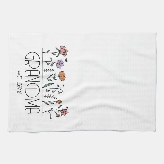 Personalisierte Oma-Wildblumen Geschirrtuch (Horizontal)