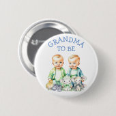 Personalisierte Oma zu Twins Baby Dusche Button (Vorne & Hinten)