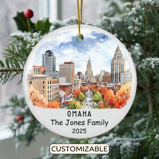 Personalisierte Omaha-Ornament, Nebraska Keramik Ornament