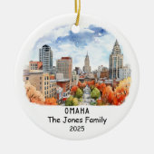 Personalisierte Omaha-Ornament, Nebraska Keramik Ornament (Vorne)