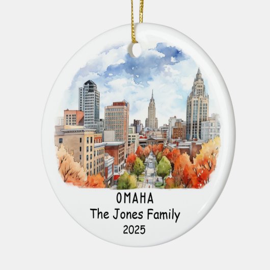 Personalisierte Omaha-Ornament, Nebraska Keramik Ornament (Links)