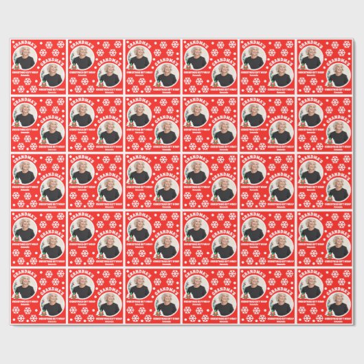Personalisierte Oma's Foto Weihnachtsgeschenk Wrap Geschenkpapier (Flach)