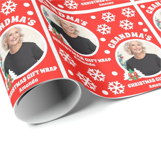 Personalisierte Oma's Foto Weihnachtsgeschenk Wrap Geschenkpapier (Rolleneckpunkt)