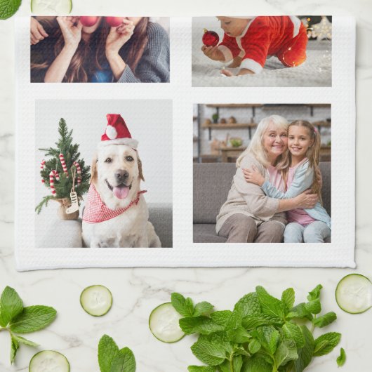 Personalisierte Oma's Kitchen 4 Foto Geschirrtuch (Gefaltet)