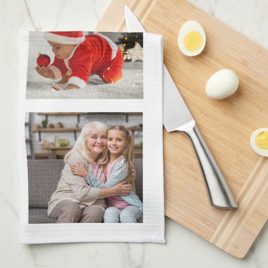 Personalisierte Oma's Kitchen 4 Foto Geschirrtuch (Viertel Falte)