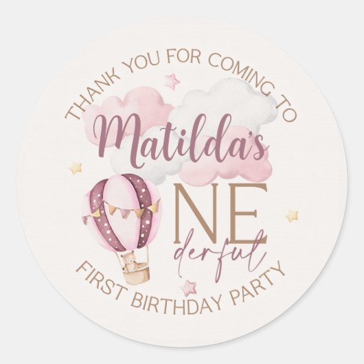 Personalisierte ONEderful First Birthday Stickers (Vorderseite)