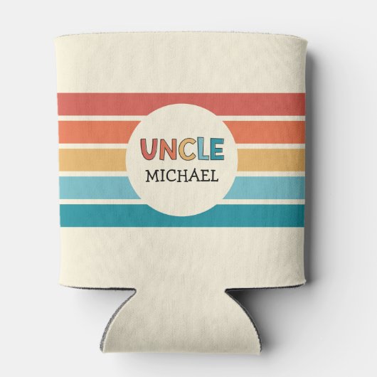 Personalisierte Onkel-Retrostreifen Dosenkühler (Rückseite)