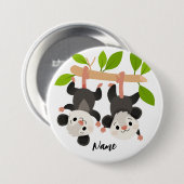 Personalisierte Opossum-Party Waldgeburtstag Button (Vorne & Hinten)