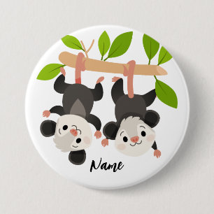 Personalisierte Opossum-Party Waldgeburtstag Button