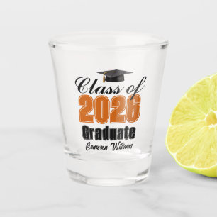 Personalisierte Orange Abschlussklasse 2026 Schnapsglas