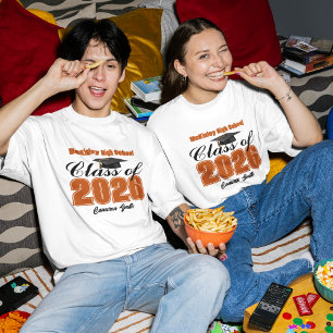 Personalisierte Orange Abschlussklasse 2026 T-Shirt