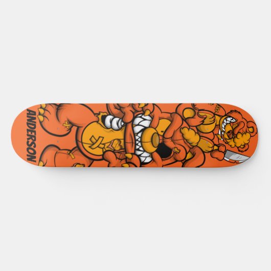 Personalisierte Orange Attack Teddies auf der Skat Skateboard (Horizontal)