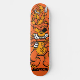 Personalisierte Orange Attack Teddies auf der Skat Skateboard