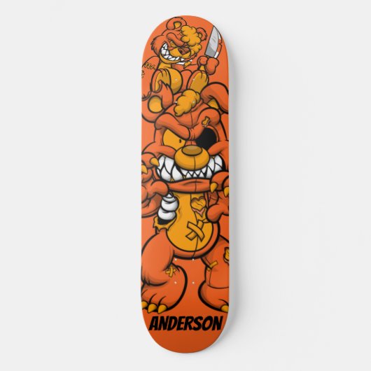 Personalisierte Orange Attack Teddies auf der Skat Skateboard (Vorderseite)