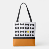 Personalisierte Orange Black Polka Dots Tasche (Rückseite)