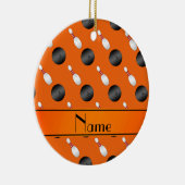 Personalisierte orange Bowlingsball-NamensButtone Keramik Ornament (Rechts)