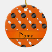 Personalisierte orange Bowlingsball-NamensButtone Keramik Ornament (Vorne)