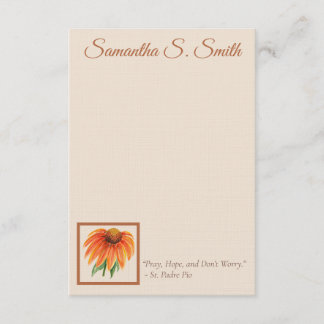 Personalisierte Orange Coneflower Grußkarte Einladung