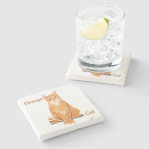 Personalisierte Orange-Ginger-Tabby-Katze Steinuntersetzer