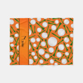 Personalisierte orange Golfball-NamensT-Shirts Fleecedecke (Vorderseite (Horizontal))