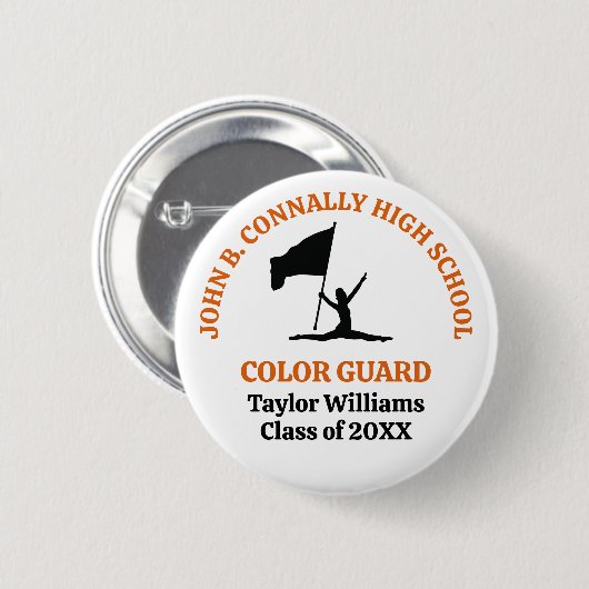 Personalisierte Orange High School Color Guard Button (Vorne & Hinten)