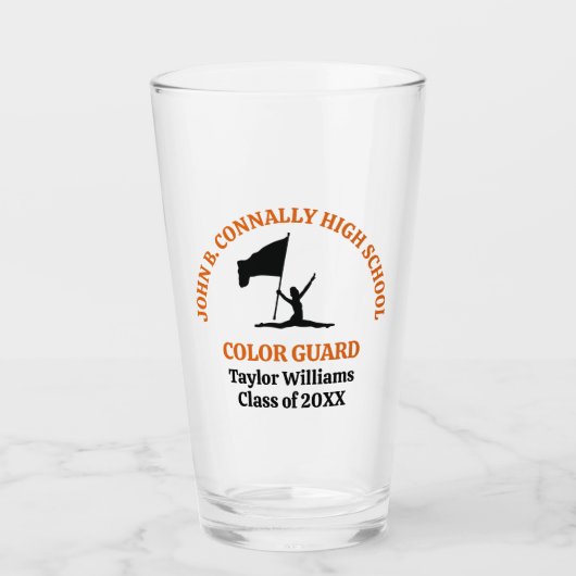 Personalisierte Orange High School Color Guard Glas (Vorderseite)