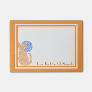 Personalisierte orange Katze und Mond Z vom Post-it Klebezettel