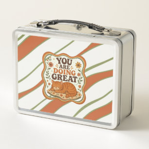 Personalisierte orange Katzen Lunchbox