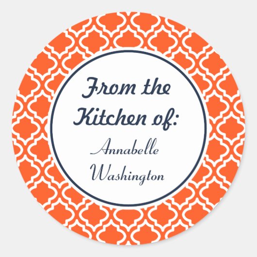Personalisierte Orange Kitchen Stickers (Vorderseite)